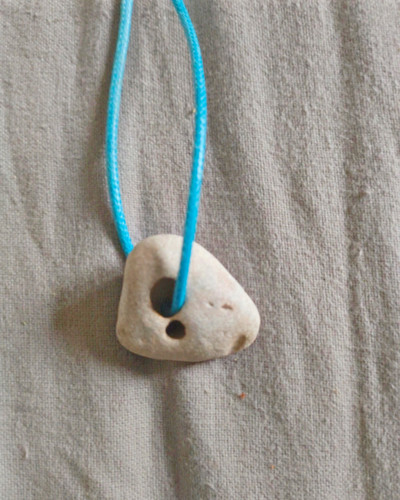 Natural hag stone pendant - natural,