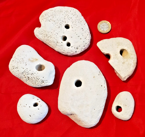 Natural chalk hag stones - 6,