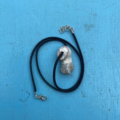Natural hag stone pendant - natural,