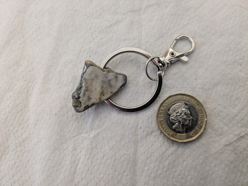 Natural hag stone key ring - natural,